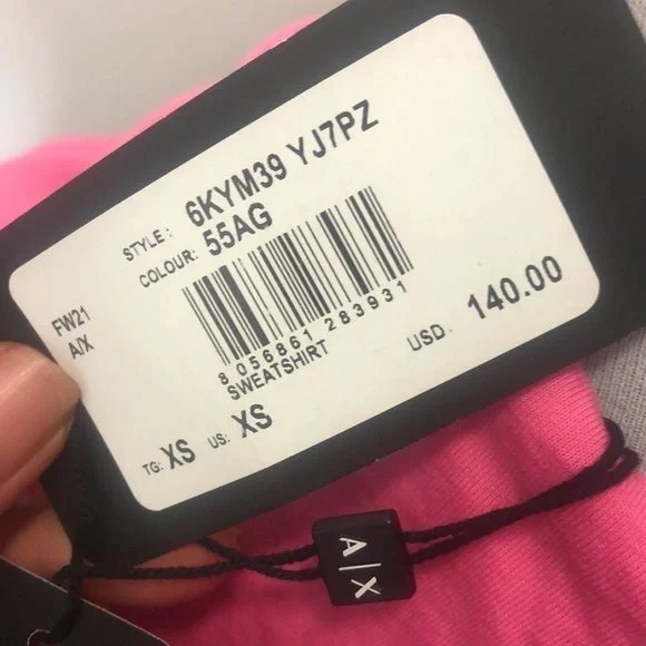 Armani exchange womens pink and blue hooded sweatshirt size XS​ - Picture 8 of 8